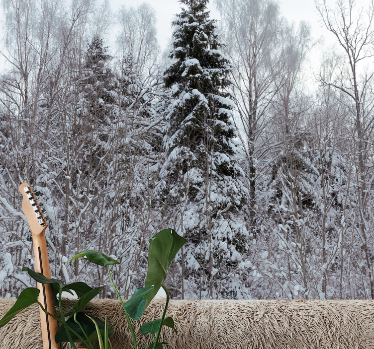 森林墙壁画冬季林地场景 - TenStickers