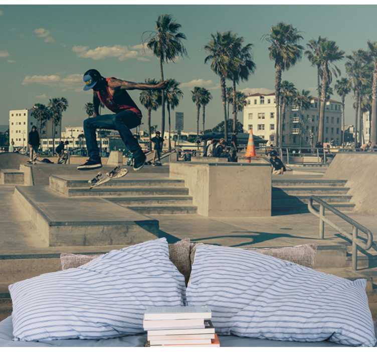 城市艺术壁画滑板运动员在行动 - TenStickers