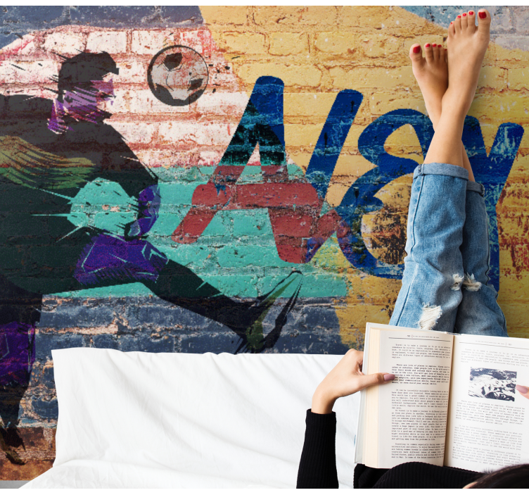 城市艺术壁画：足球运动员动作 - TenStickers