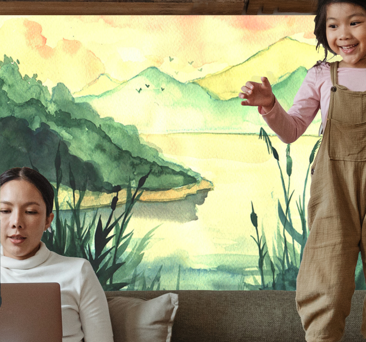 湖墙壁画静谧手绘风景 - TenStickers
