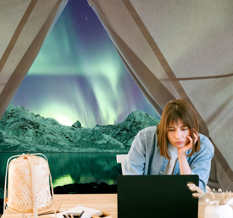 风景墙壁画北极光景观 - TenStickers