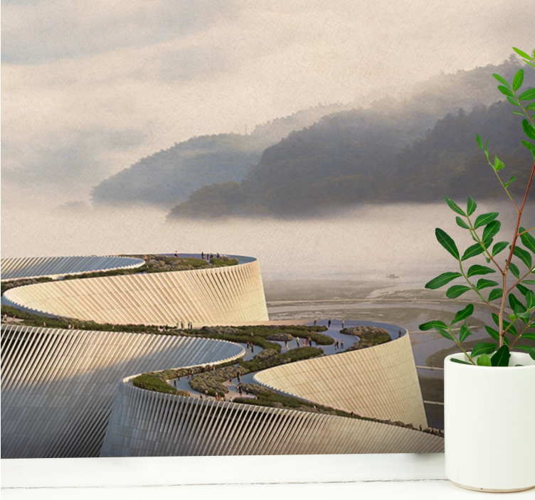 风景墙壁画曲线建筑形式 - TenStickers