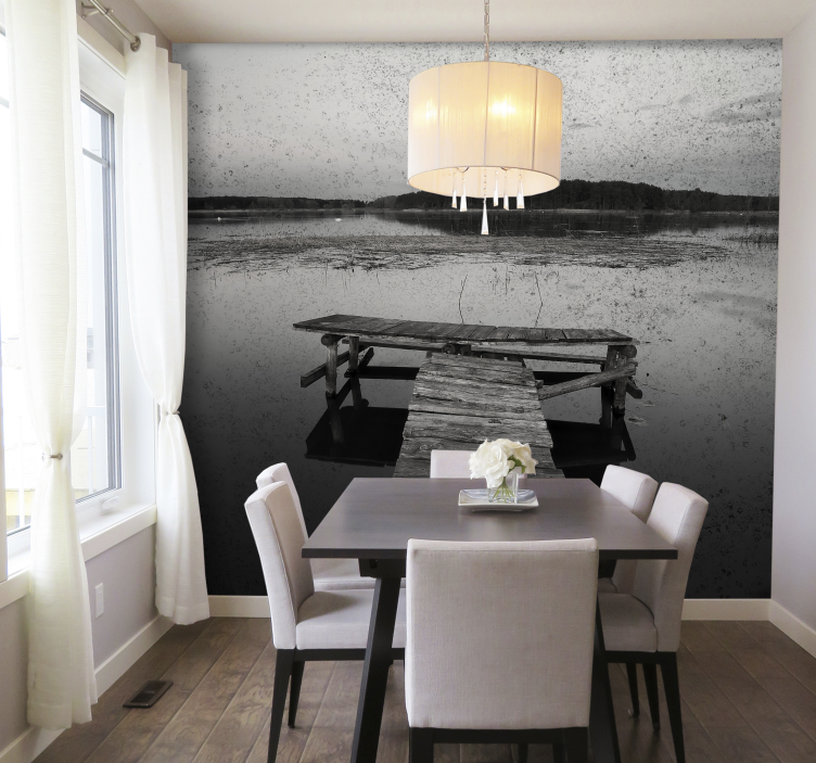 风景墙壁画映衬码头倒影 - TenStickers