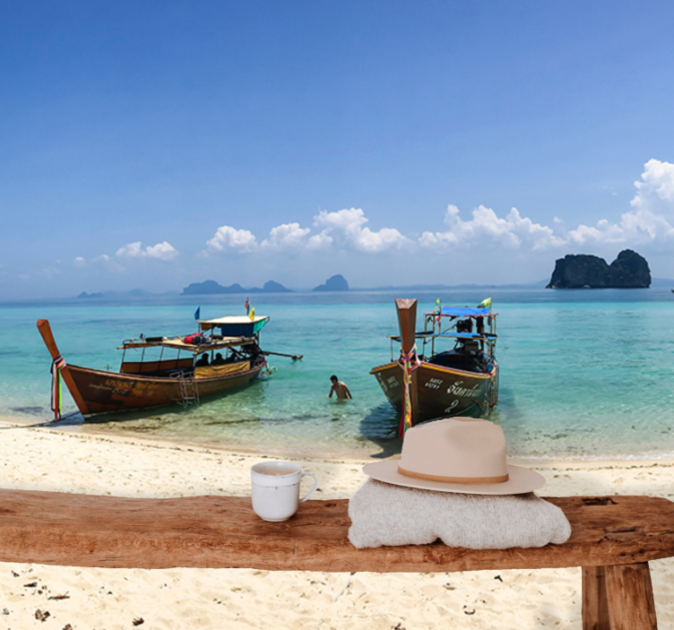 风景墙壁画热带海滩场景 - TenStickers