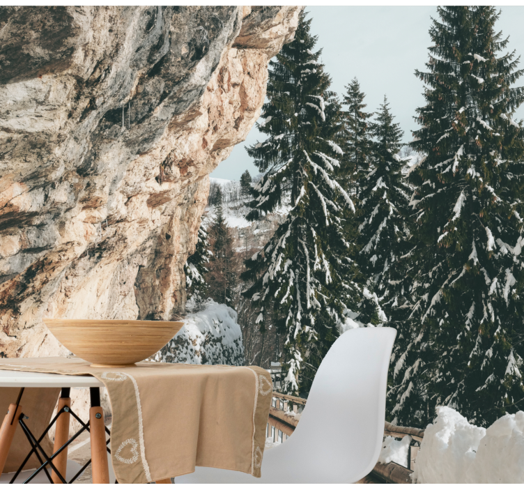 风景墙壁画 冬季松树风景 - TenStickers