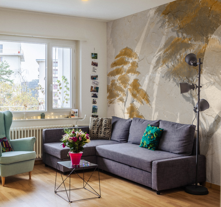 客厅的其他墙面壁画优雅树影剪影 - TenStickers