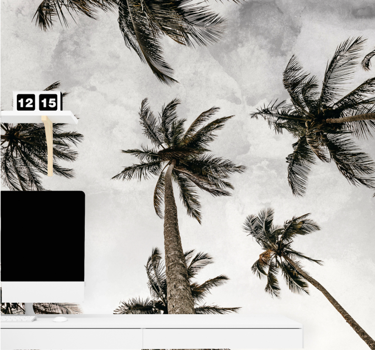 棕榈树壁画的低角度摄影 - TenStickers