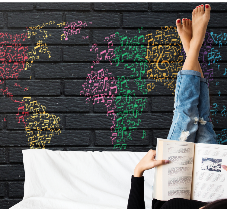 音乐主题壁画展现音乐世界地图 - TenStickers