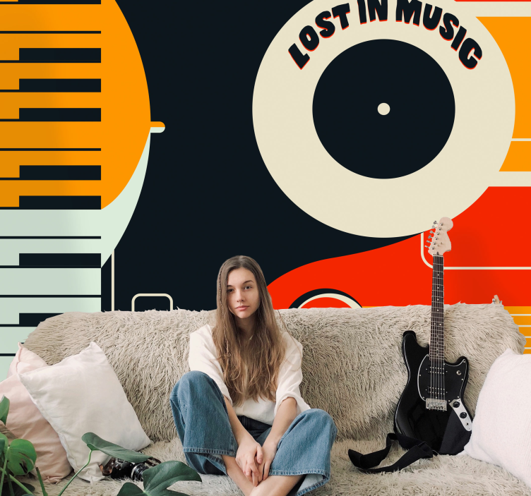 音乐主题壁画，复古钢琴设计 - TenStickers