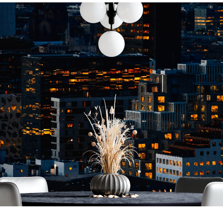 奥斯陆现代建筑在晚上墙壁画 - TenStickers