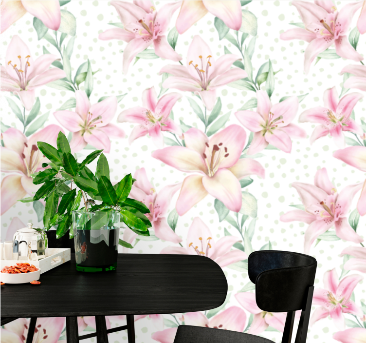 罂粟墙壁画精致百合花卉 - TenStickers