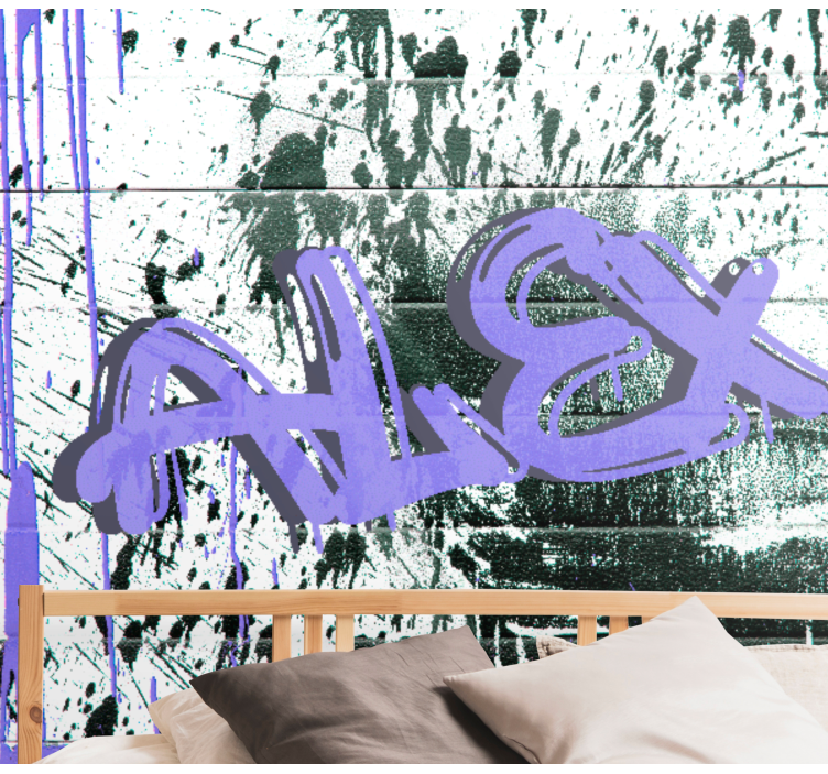 紫色涂鸦墙城市艺术壁画 - TenStickers