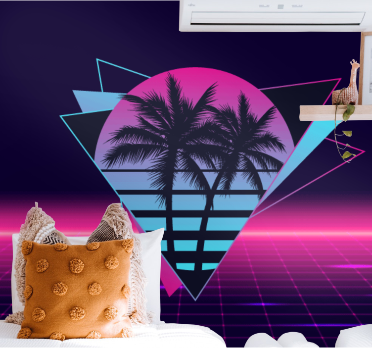 短语墙壁画复古棕榈几何图案 - TenStickers