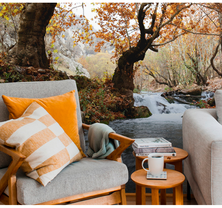 河流秋季景观自然壁画 - TenStickers