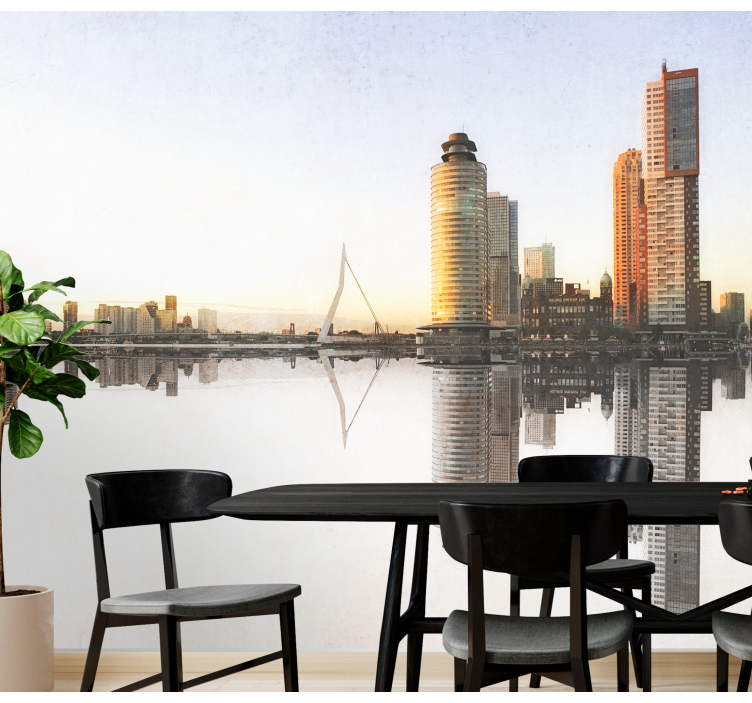 鹿特丹运河和伊拉斯谟桥壁画 - TenStickers