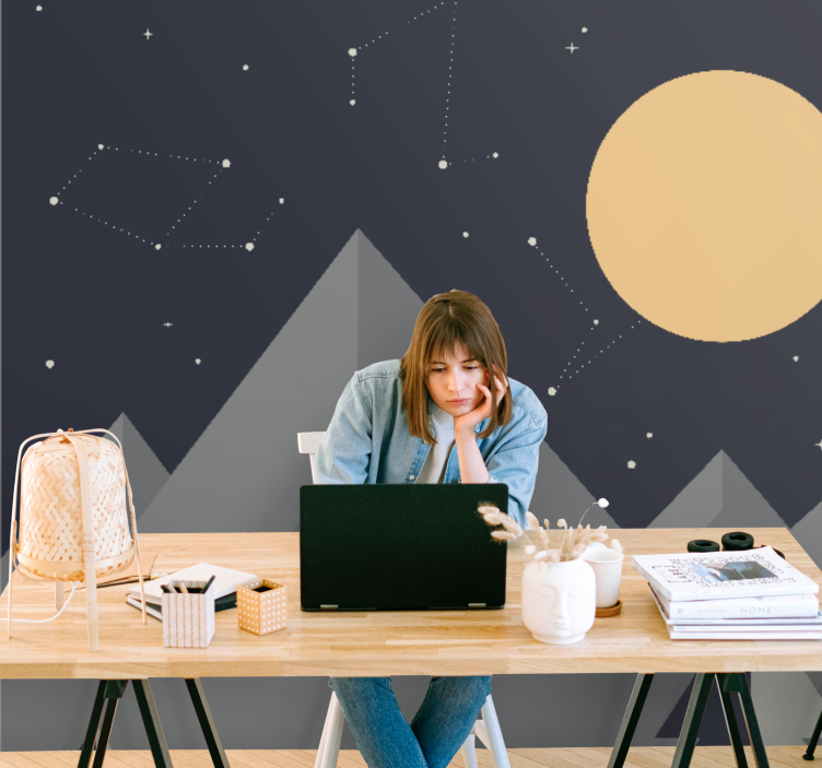 壁画 空间 月光下的山峰 - TenStickers