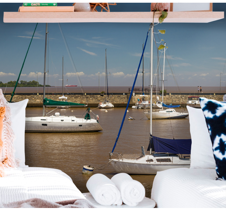 壁画海景 港口的帆船 - TenStickers