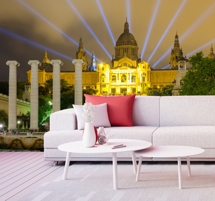 城市和乡村墙壁画 巴塞罗那夜晚的灯光 - TenStickers