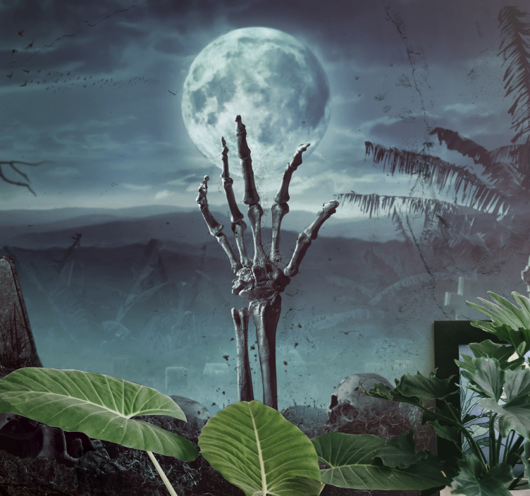 壁画 万圣节 骷髅手升起 - TenStickers