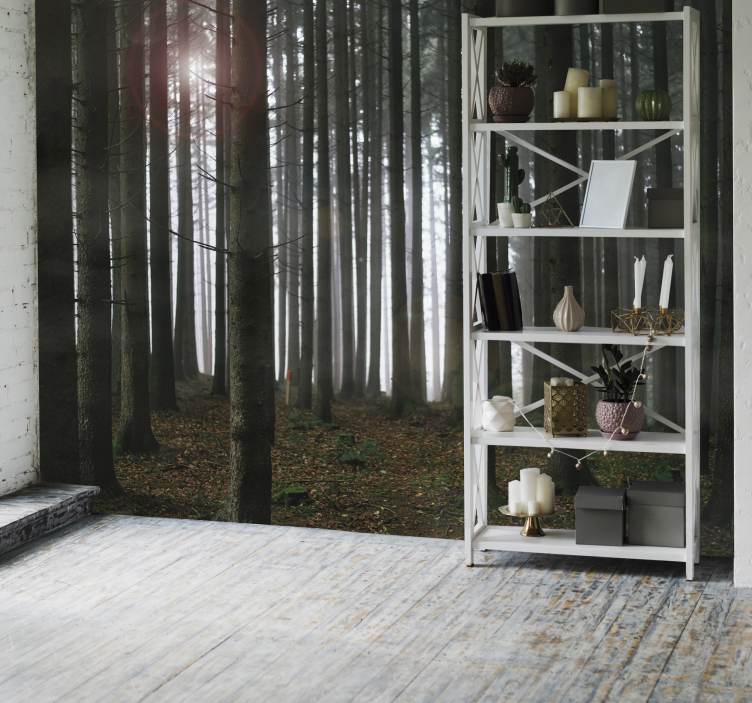 客厅的其他墙面壁画 迷雾森林场景 - TenStickers