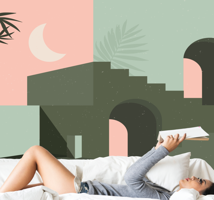 壁画现代风格抽象几何构图 - TenStickers