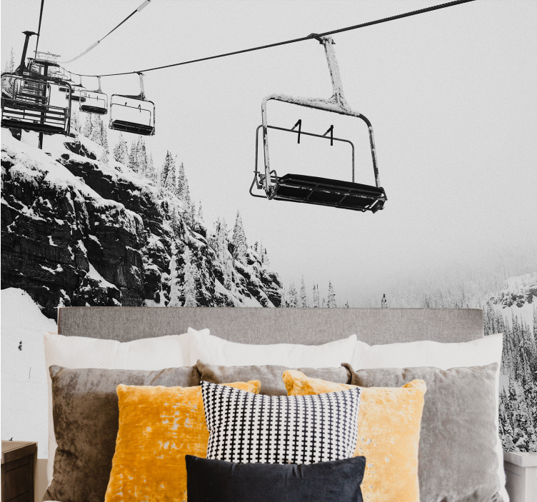 山墙壁画呈现滑雪缆车之旅 - TenStickers