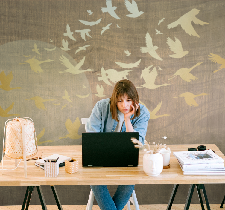 壁画质地展翅飞翔的鸟儿 - TenStickers