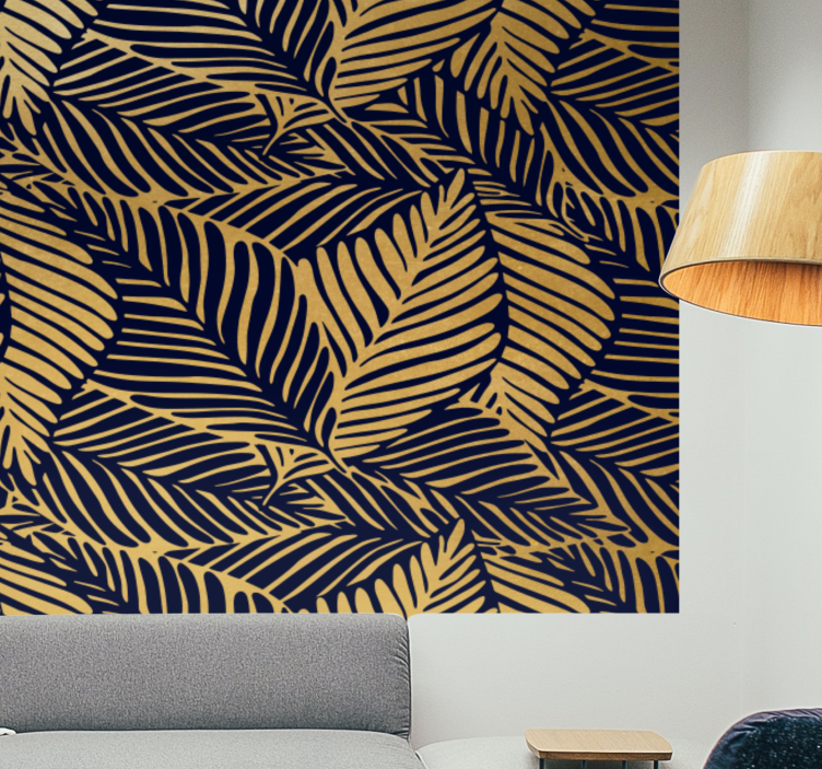 壁画质地展现详细叶子图案 - TenStickers