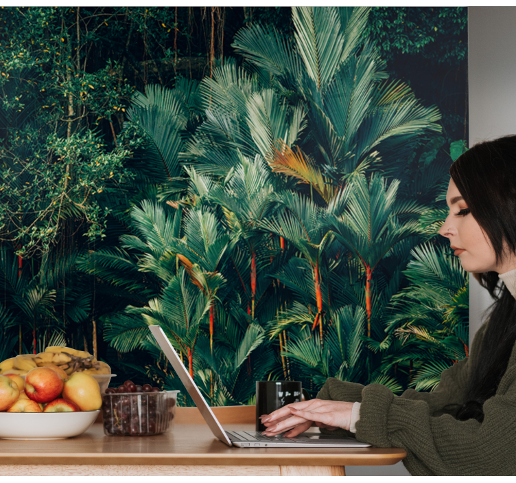 壁画质地展现异域棕榈叶风情 - TenStickers