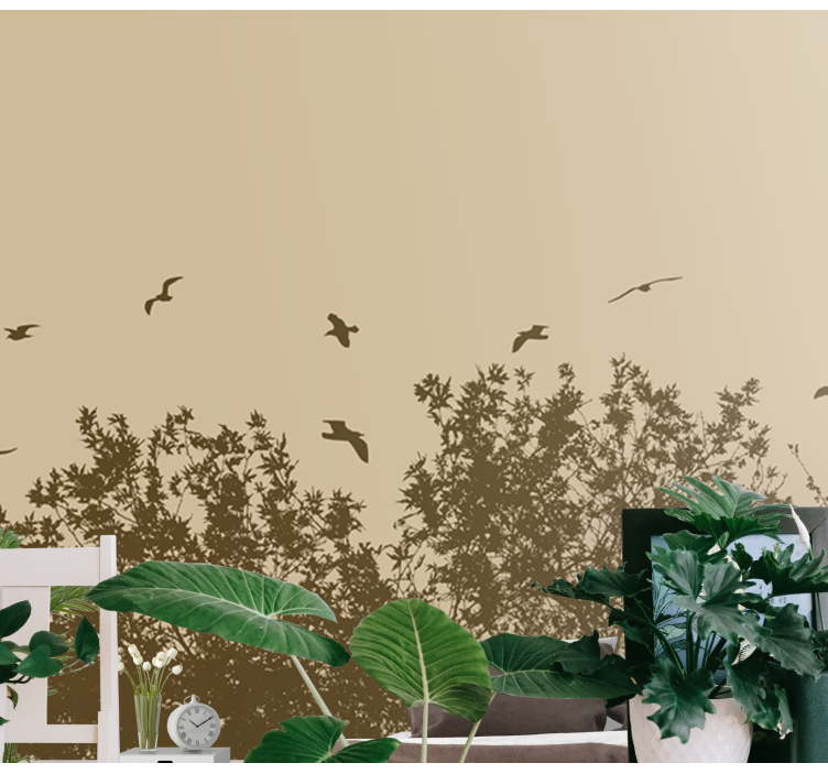 壁画质地 飞鸟的轮廓 - TenStickers