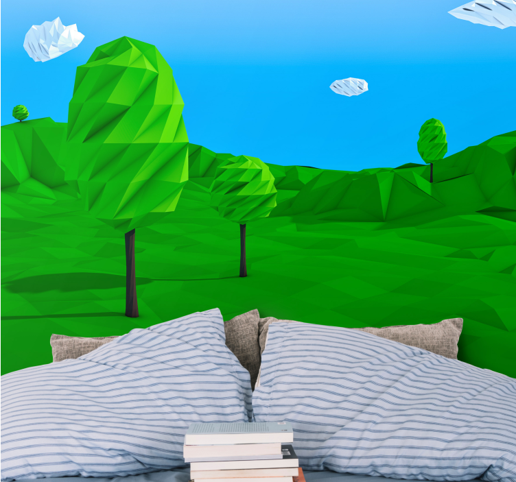 壁画质地几何绿色风景 - TenStickers