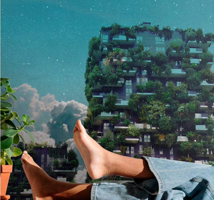 壁画质地的绿色垂直花园 - TenStickers