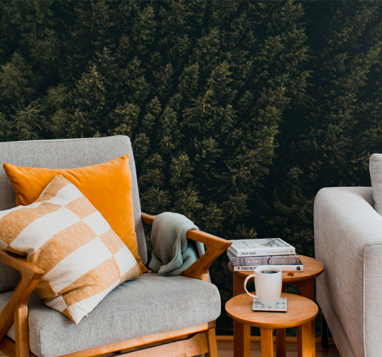 壁画质地呈现郁郁葱葱的绿叶天幕 - TenStickers