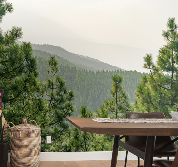 壁画质地展现郁郁葱葱的绿色风景 - TenStickers