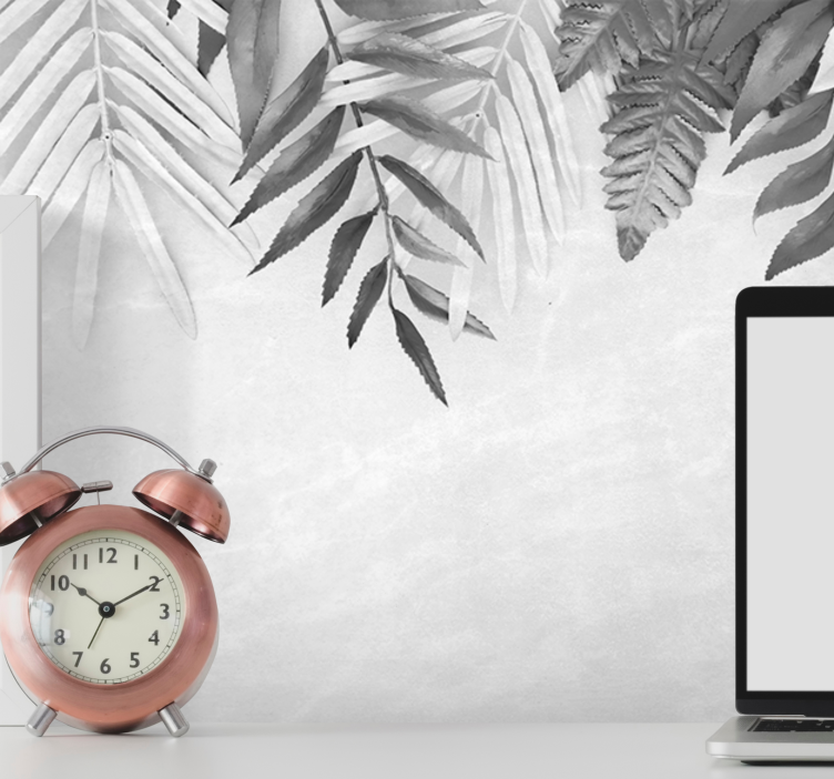 壁画质地的单色叶子图案 - TenStickers