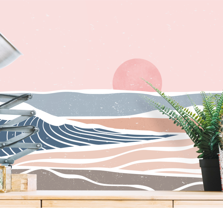 壁画质地展现宁静海岸景色 - TenStickers