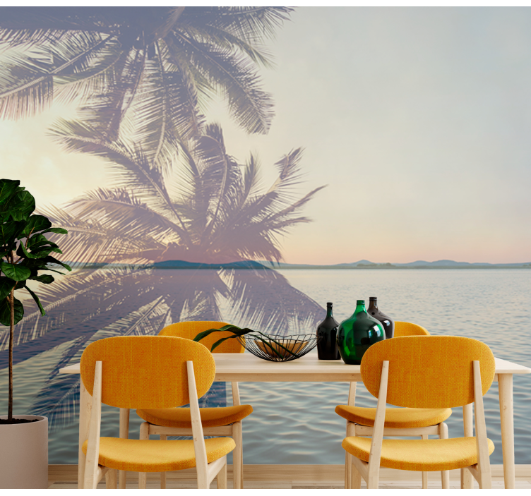 壁画质地宁静棕榈剪影 - TenStickers