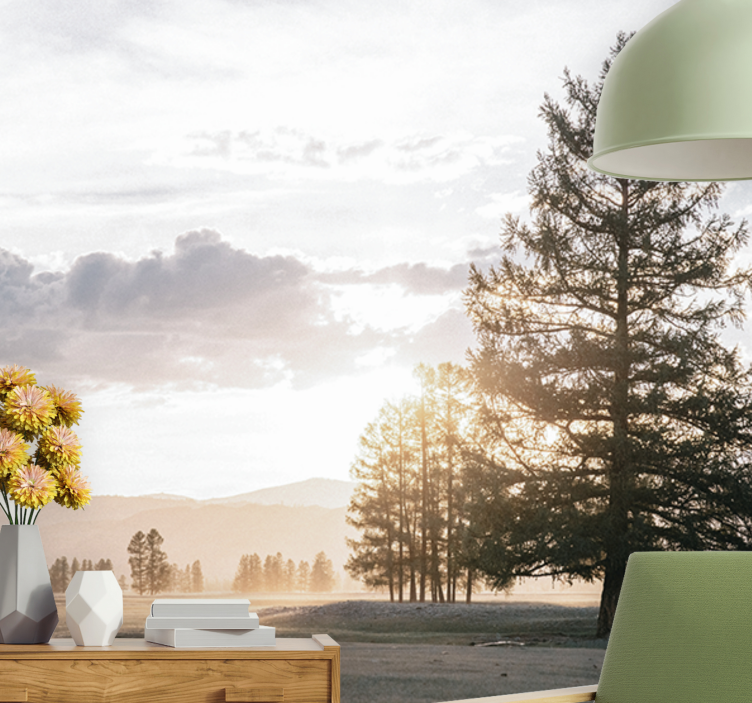 壁画质地宁静松树剪影 - TenStickers