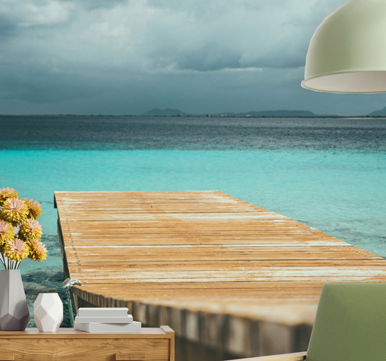 壁画质地宁静海边码头 - TenStickers