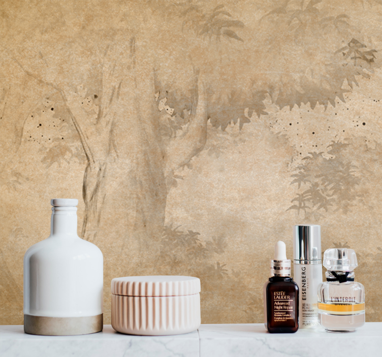 壁画质地树木剪影背景 - TenStickers