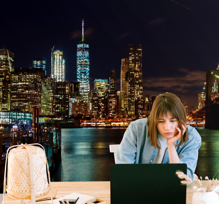 纽约壁画壁纸曼哈顿夜景 - TenStickers