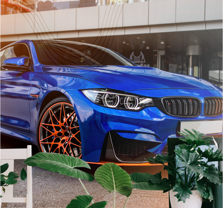 其他车辆壁画时尚蓝色跑车 - TenStickers