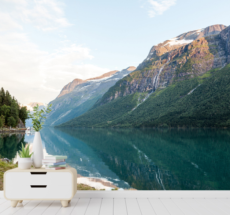 湖中的木材景观湖墙壁画 - TenStickers