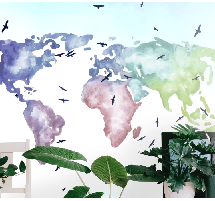世界地图墙壁画 丰富多彩的世界地图 - TenStickers