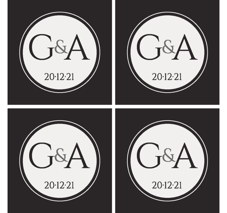 个性经典婚礼杯垫 - TenStickers