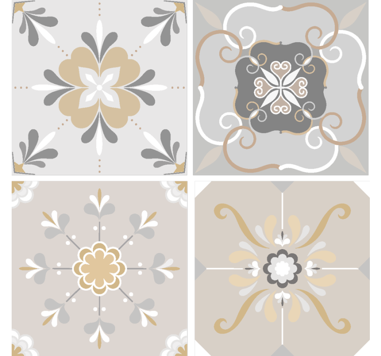 花卉灵感的瓷砖杯垫 - TenStickers