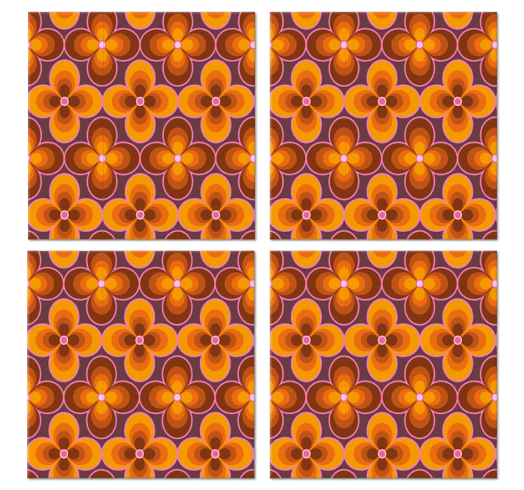 花复古 groovy 图案复古杯垫 - TenStickers