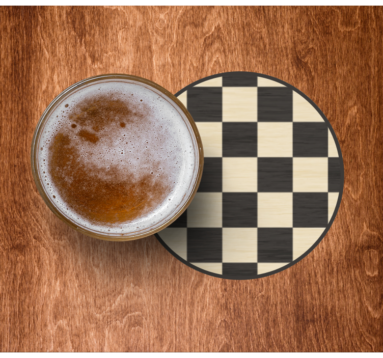 黑白格子木纹杯垫 - TenStickers