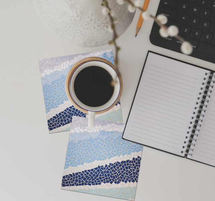 蓝色马赛克瓷砖杯垫 - TenStickers