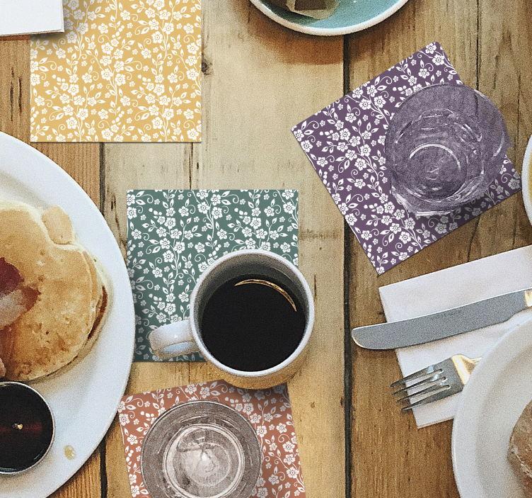 优雅的花朵图案杯垫 - TenStickers